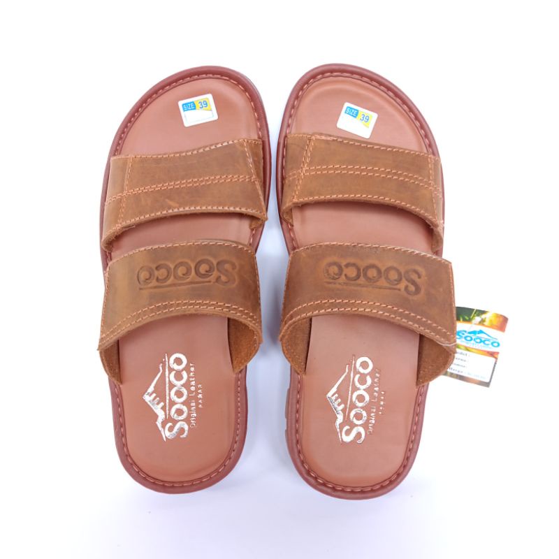 Sandal Pria Slop Kulit, Sendal Selop Pria, Sandal Slop Ban 2-kulit Asli