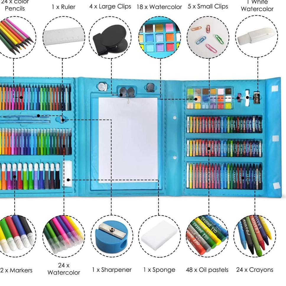 

☪ 【Pengiriman cepat】 carkoci -Alat Lukis Set208 Warna - crayon set - Crayon Mewarnai - Pensil Krayon Hadiah anak-anak Dua gaya dan warna Pink Blue-Barang spot ゐ