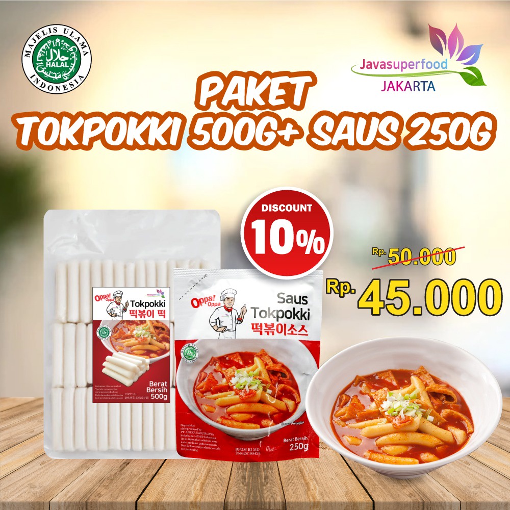 Paket Tteokbokki tokpokki 500g + Saus Tokpokki 250g