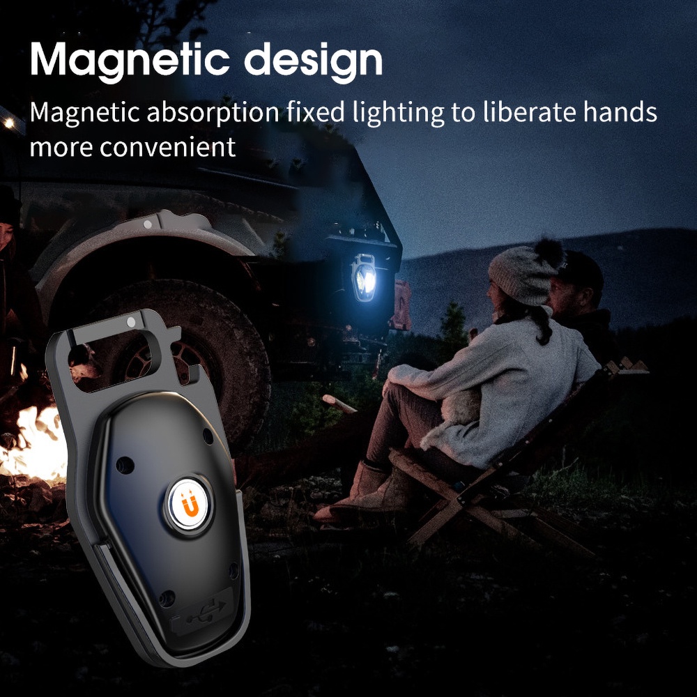 Lampu Senter COB Mini Portable USB Rechargeable Multifungsi Untuk Camping / Hiking / Darurat