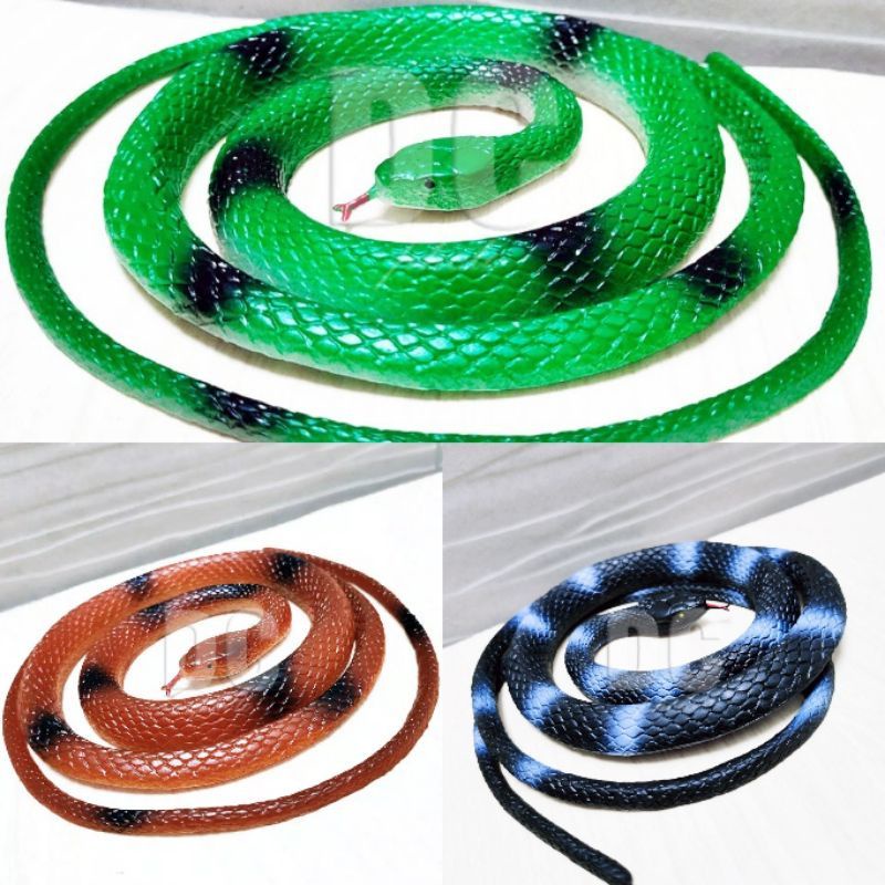 PROMO MURAH MERIAH MAINAN ULAR KARET LENTUR SEPERTI ASLI PANJANG 1,2 METER