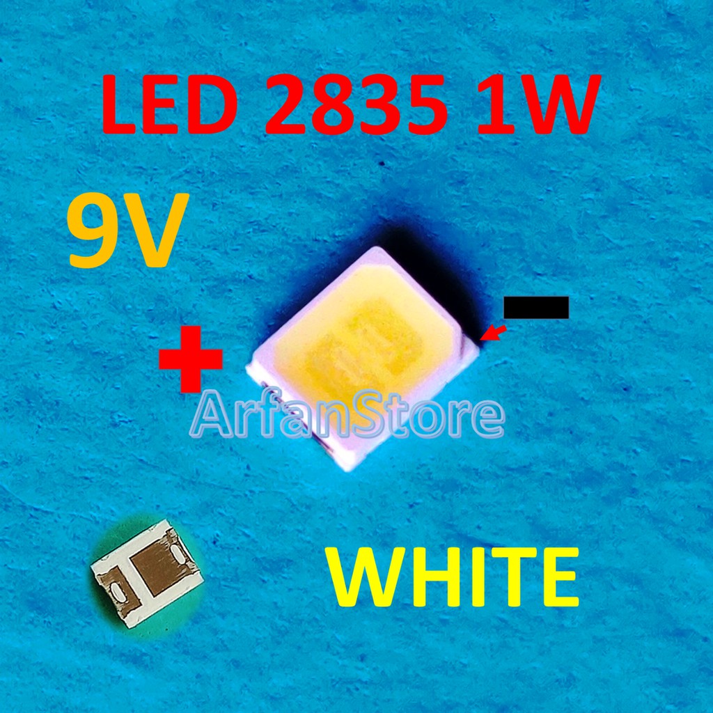 Led SMD 2835 9V 1W 100mA White Backlight TV LED LCD Lampu Putih PER 10PCS