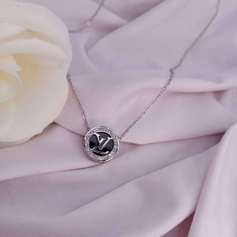 kalung rantai titanium silver ring lv kalung titanium asli kalung wanita kalung murah kalung 18k kal