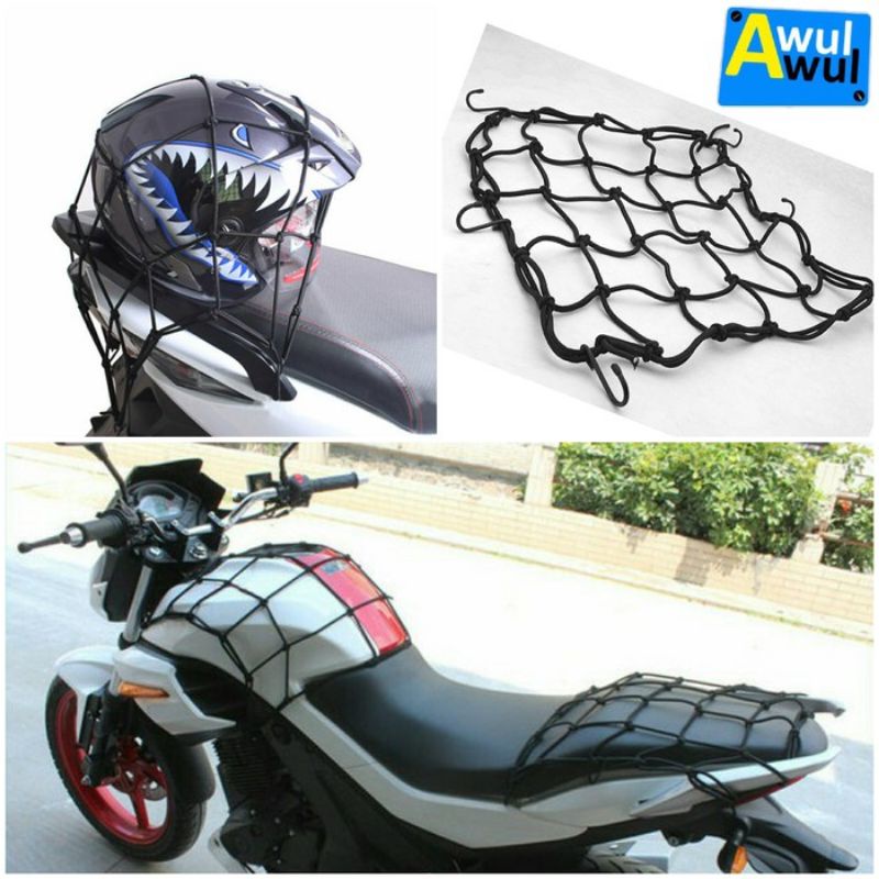 Jaring Helm  bagasi motor 30cm 6 hook Tebal