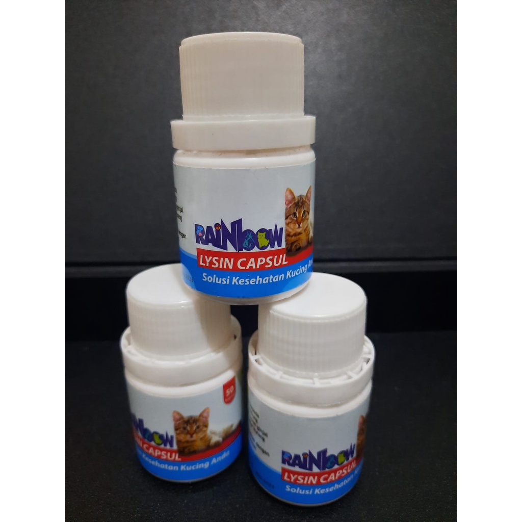 RAINBOW LYSINE Isi 50 Kapsul - Supplement untuk Kucing &amp; Anjing (pengganti Muco Lysine)