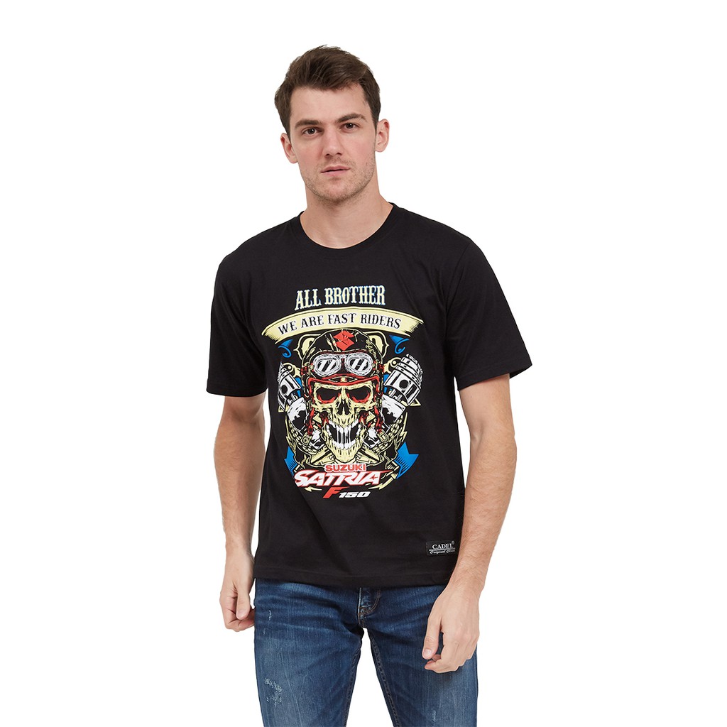 Kaos Satria FU Original Motor Club Suzuki T-shirt Distro Pria Bikers Hitam Bonus Stiker Cadel