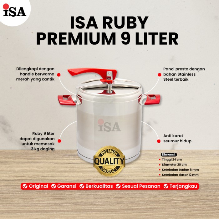 {syanestore} Panci Presto ISA Ruby 9 liter Limited