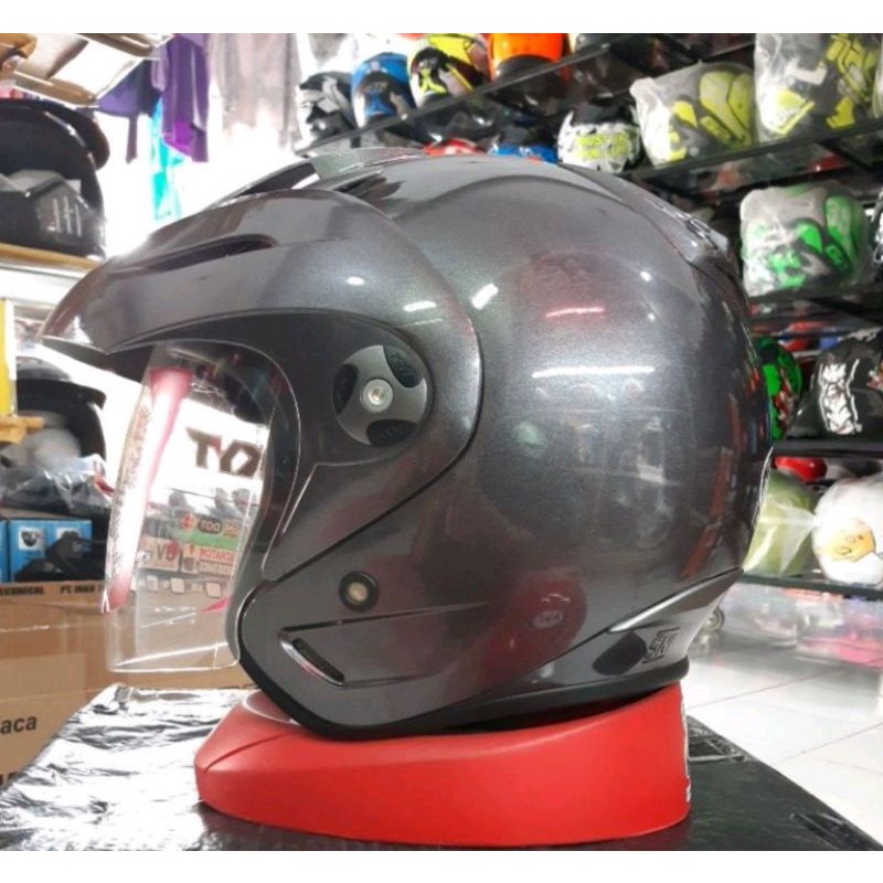 HELM KYT ROMEO SOLID GUNMETAL ORIGINAL HELM HALF FACE