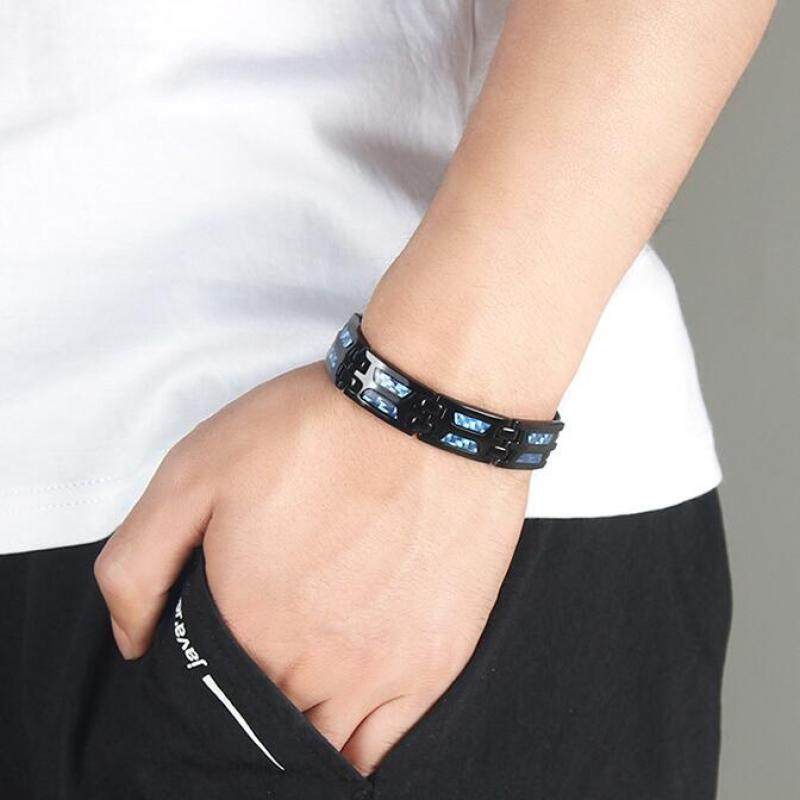 Gelang Magnet Potential Energi Hitam Gaya Rock Kasual Untuk Pria