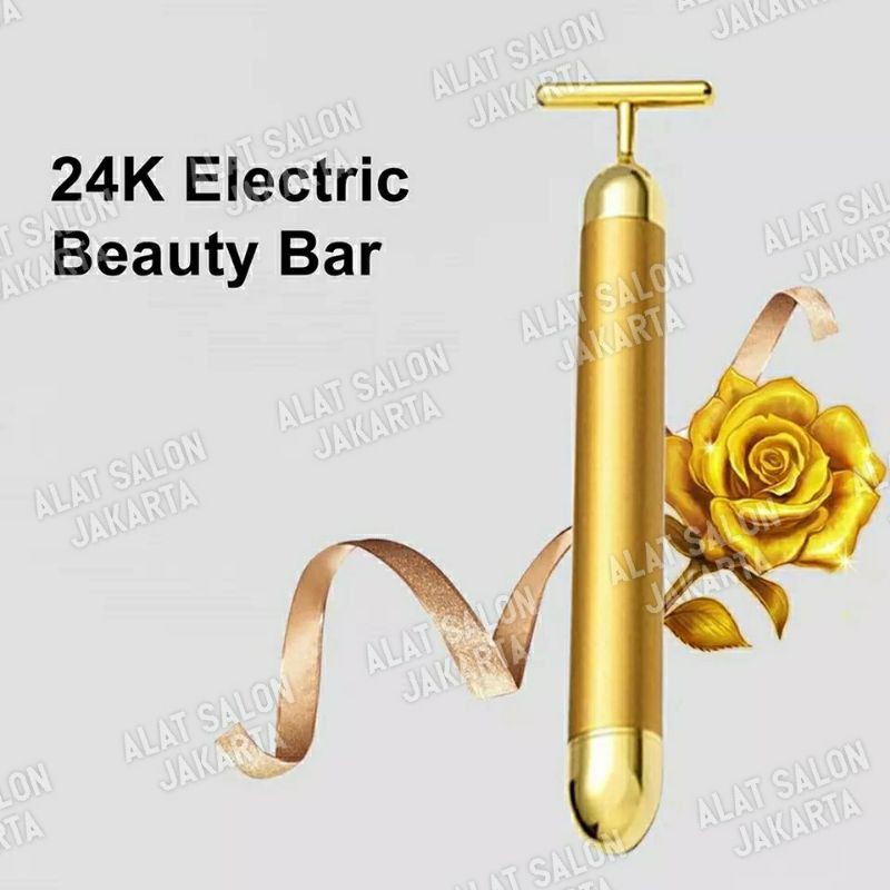 24K Gold Beauty Bar Setrika wajah Alat Pijat Wajah Profesional Massager Stick