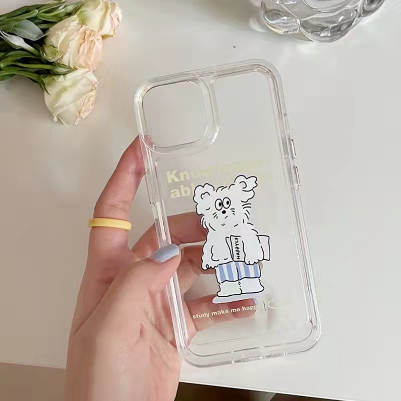 Case Bahan Akrilik Transparan Motif Beruang Putih Untuk iPhone 11 7Plus 8Plus Xr XS 13 12 Pro Max