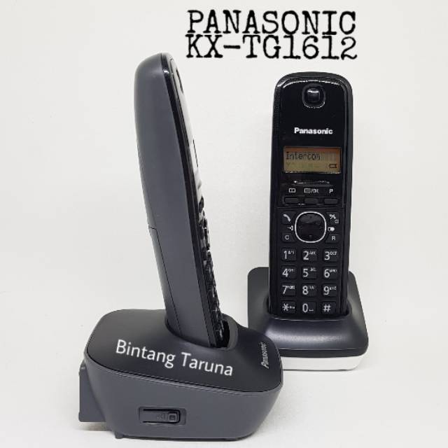 Wireless Phone Panasonic KX-TG1612 Telpon Panasonic TG1612 Hitam Putih