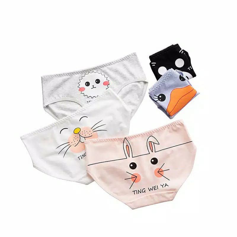 Ready Stock Gojek Celana Dalam Wanita set 5pcs Underwear Cewek Cotton lucu pakaian dalam