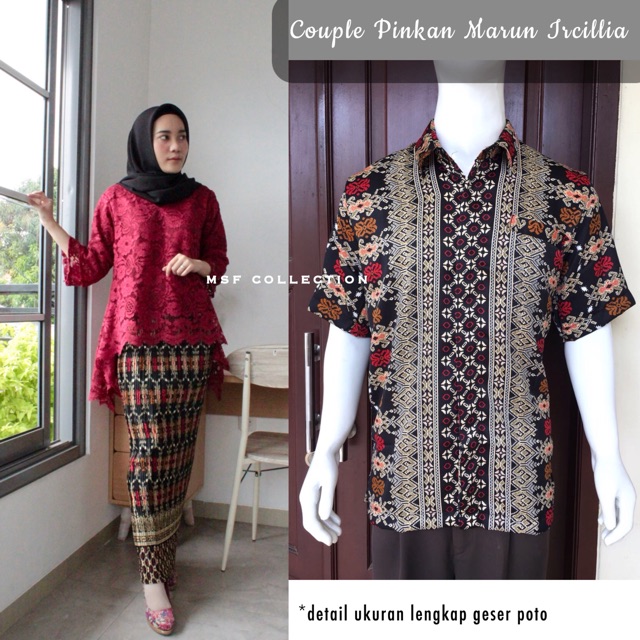 Couple Pinkan Maroon Ircilia/Blouse/brukat/batik