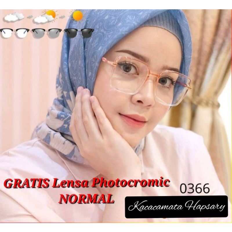 Frame Kacamata 0366, Gratis Lensa Photocromic ( NORMAL ) | Kacamata Anti UV | Kacamata Wanita