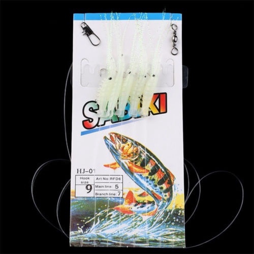 10pcs/2packs Sabiki Soft Rigs Fishing Lure Glow In The Dark Luminous Shrimp Bait False Lure Soft Worn Fake Lure Baits