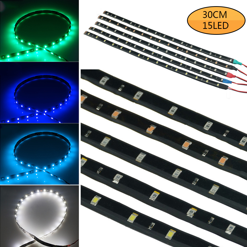 [READY STOCK] Lampu Strip 15-LED 30cm Fleksibel Anti Air untuk Mobil / Motor