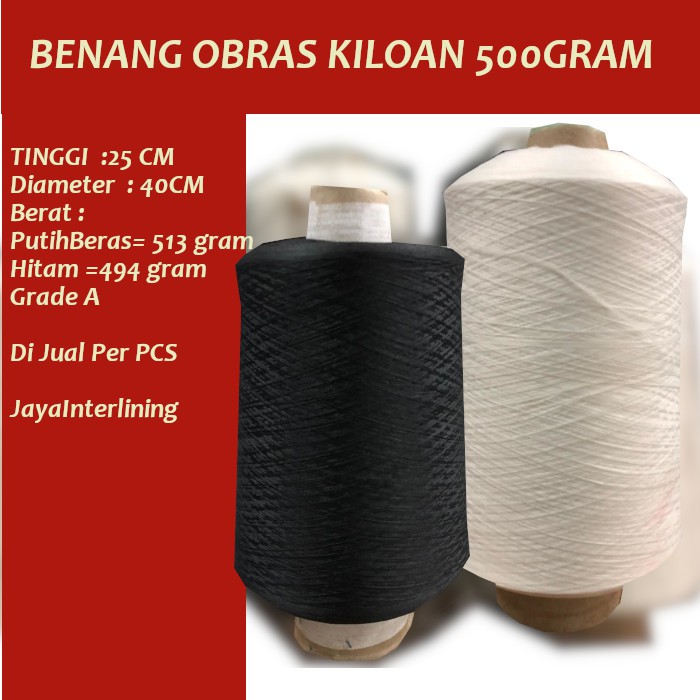 Benang Obras Polyester Kiloan 1/2 Kilogram Gram Grade A