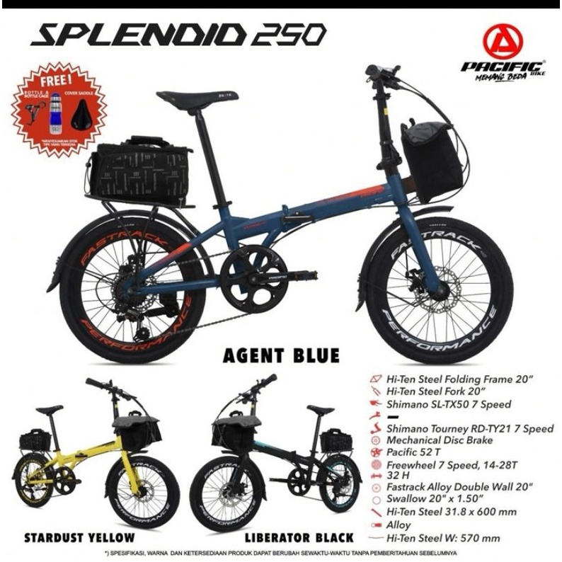 Sepeda Lipat 20 Pacific Splendid 250 7 Speed Shimano Banyak Bonus Murah