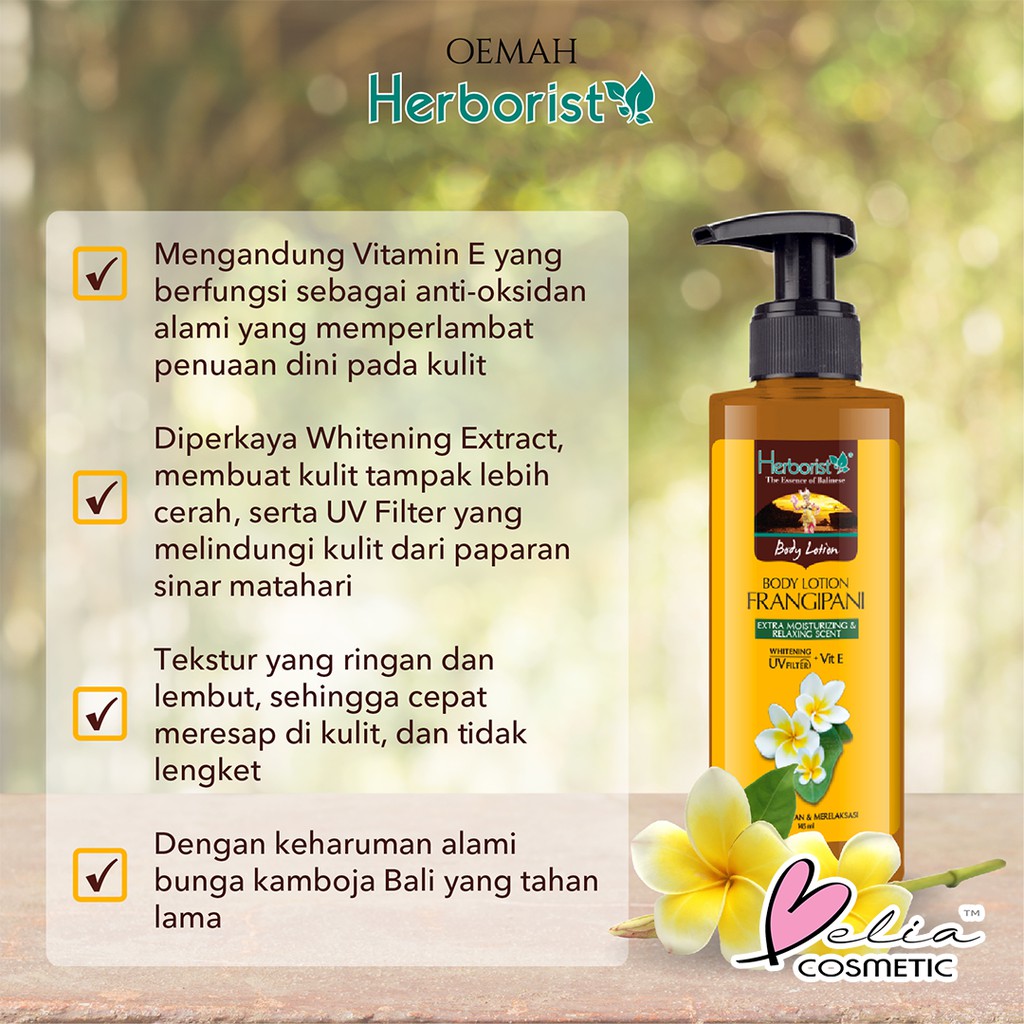 ❤ BELIA ❤ Herborist Body Lotion Zaitun | Coconut | Frangipani | Whitening UV Filter Herboris 145ml