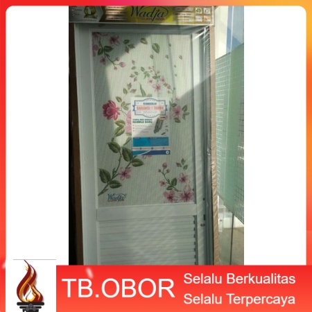 Pintu Kamar Mandi Baja Motif Kaca Gambar Lukis Patri Printing Glass Warna Putih Deluxe Top Minimalis