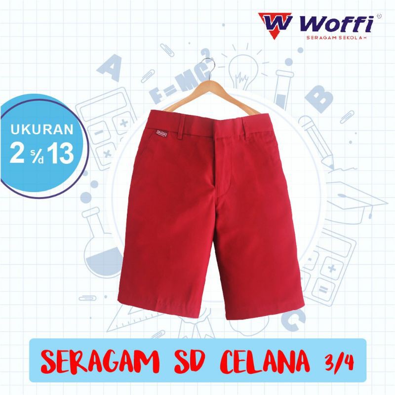 celana pendek SD merah seragam sekolah woffi