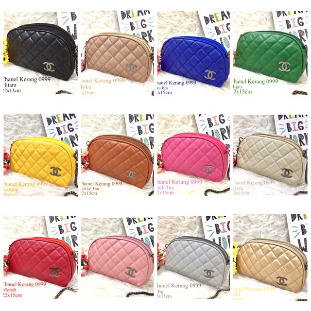 A3 Tas  Selempang Wanita  uril/ dompet 2 ruang kerang kekinian Rantai kecil