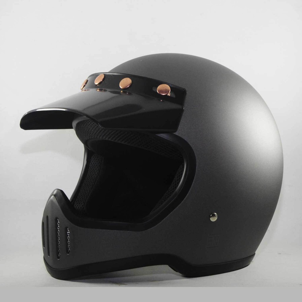 Helm Cakil M50 Grey Doff / Abu abu Doff (Vintage / Klasik / Fullface)