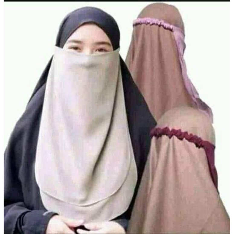 Cadar niqab tali karet 2 layar