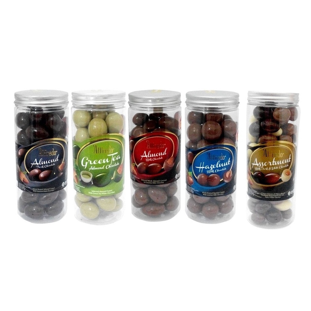 

Alfredo Chocolate Jar 280gr Almond / Hazelnut Dark Chocolate / Milk Chocolate / White Chocolate / Durian Chocolate