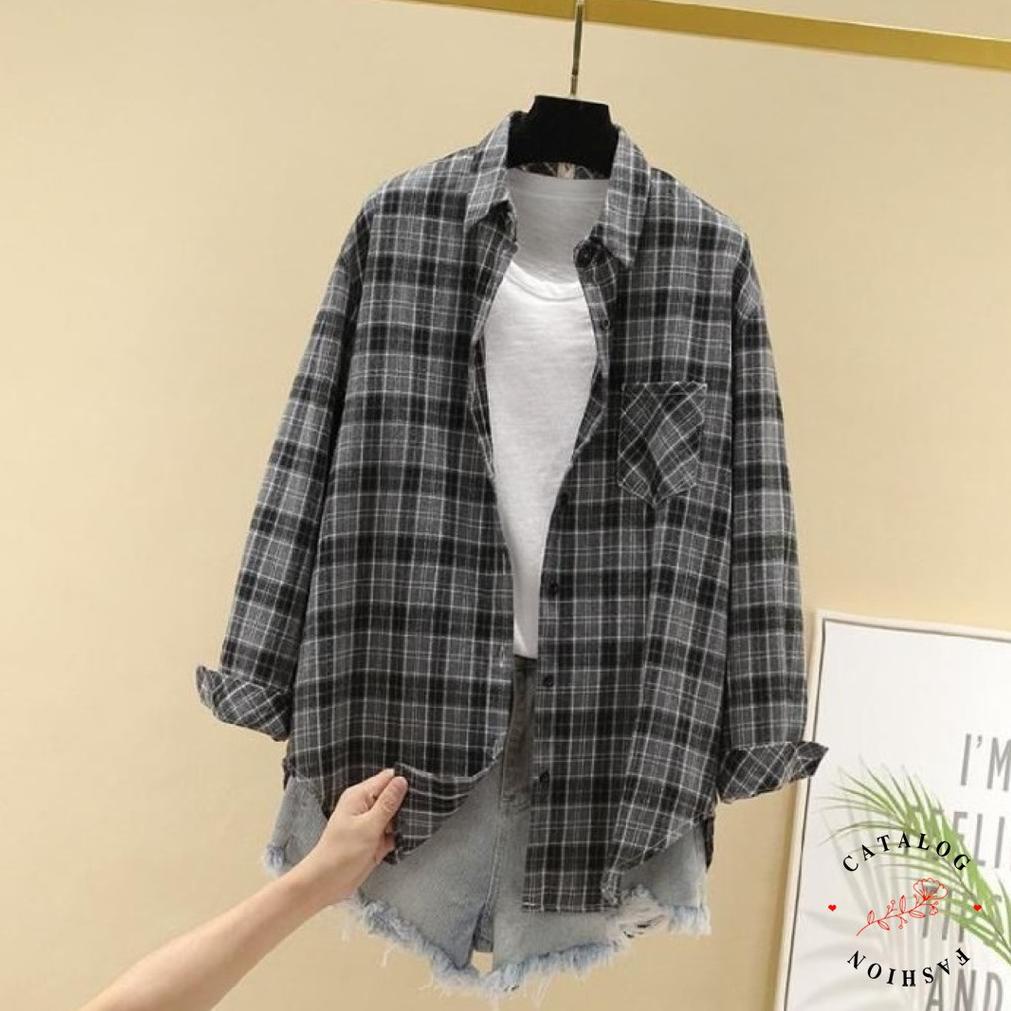 [DISCOUNT ZHL96] KOHZEN - ZEC OOTD Wanita Kemeja AHYON / Kemeja Fashion / Kemeja Wanita Motif Kotak-