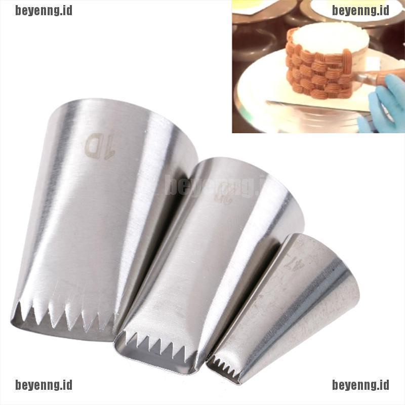 Bey 3pcs Spuit Piping Icing Bahan Stainless Steel Untuk Dekorasi Kue