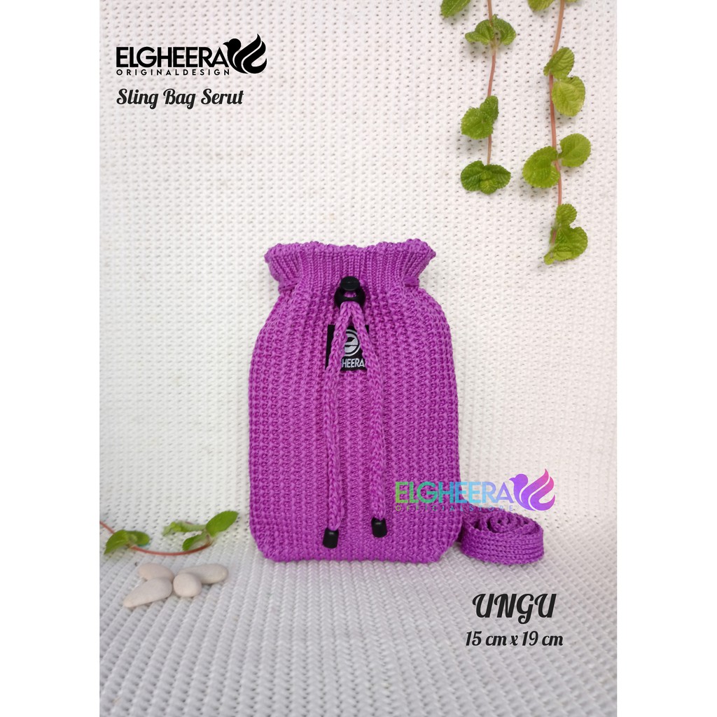 Tas Rajut Serut Mini Polos /Sling bag mini / Tas Selempang Rajut Hp