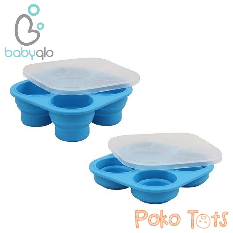 BabyQlo Collapsible Silicone Baby Food Trays Ice Cube Tray