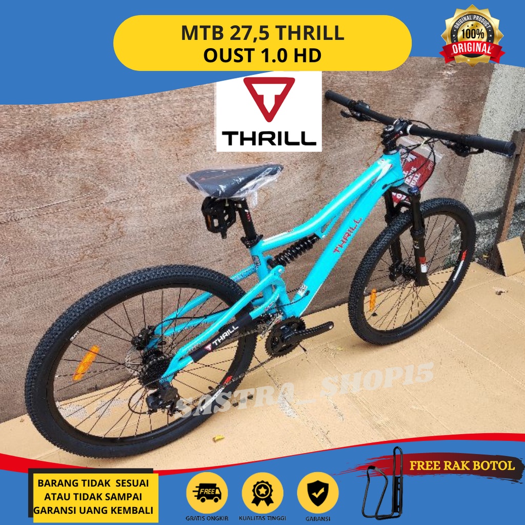 PROMO !! Sepeda Gunung MTB 27.5 Inch THRILL OUST 1.0 New Alloy 3x8 Speed Rem Hydraulic Full Suspensi