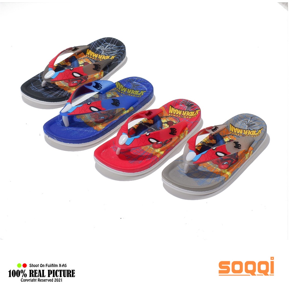 SANDAL JAPIT KARET IMPORT ANAK COWOK MOTIF SPIDERMAN 2015 4K SENDAL ANAK LAKI-LAKI PAUD Dan Tk IMPORT MURAH 24-35