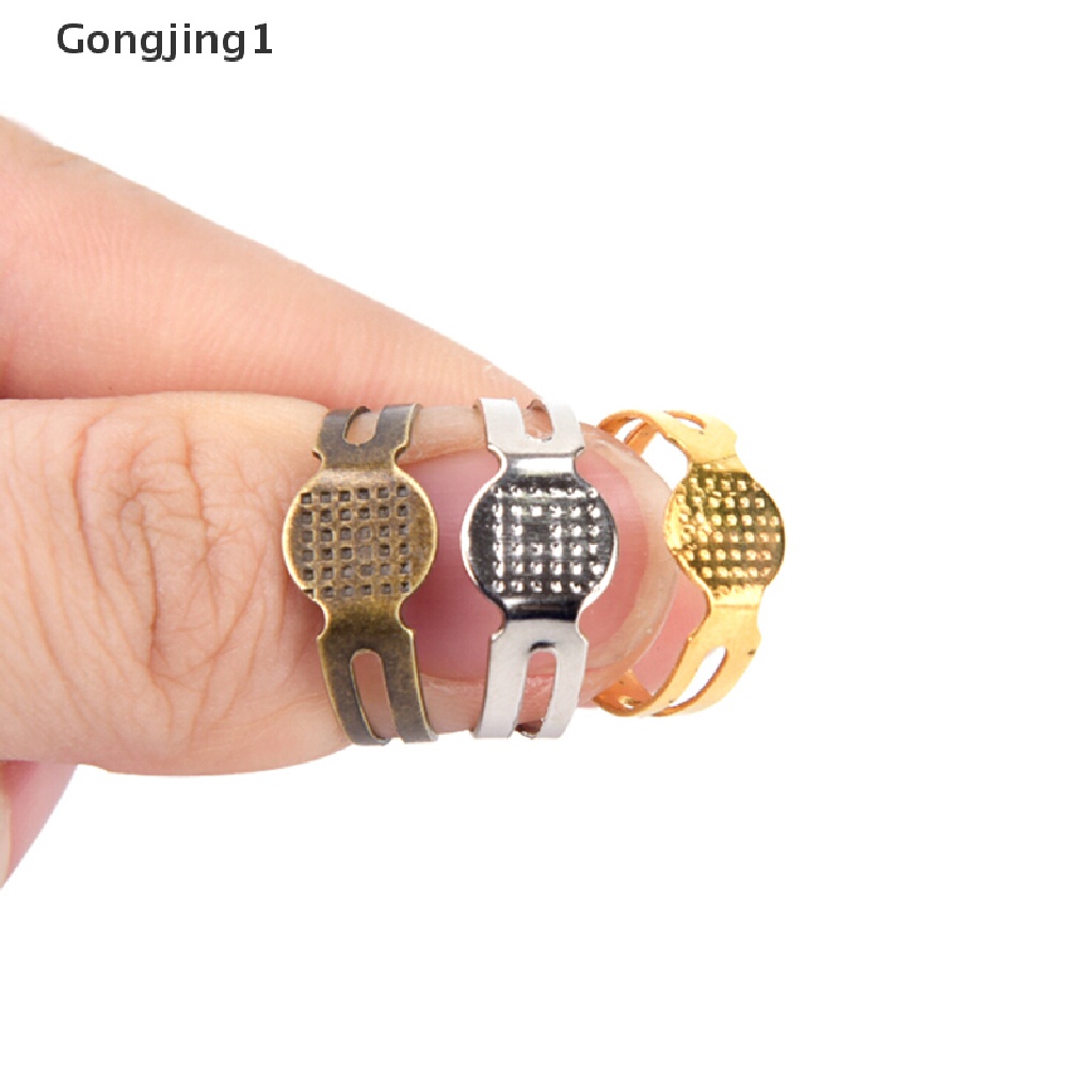 Gongjing1 50pcs Cincin Kosong Adjustable 8mm Untuk Membuat Perhiasan DIY