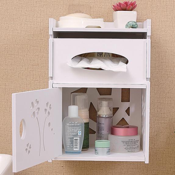 Rak Lemari Mini Gantung Dinding Tempat Kosmetik Tissue Sabun Shampoo Kamar Mandi Wastafel Toilet