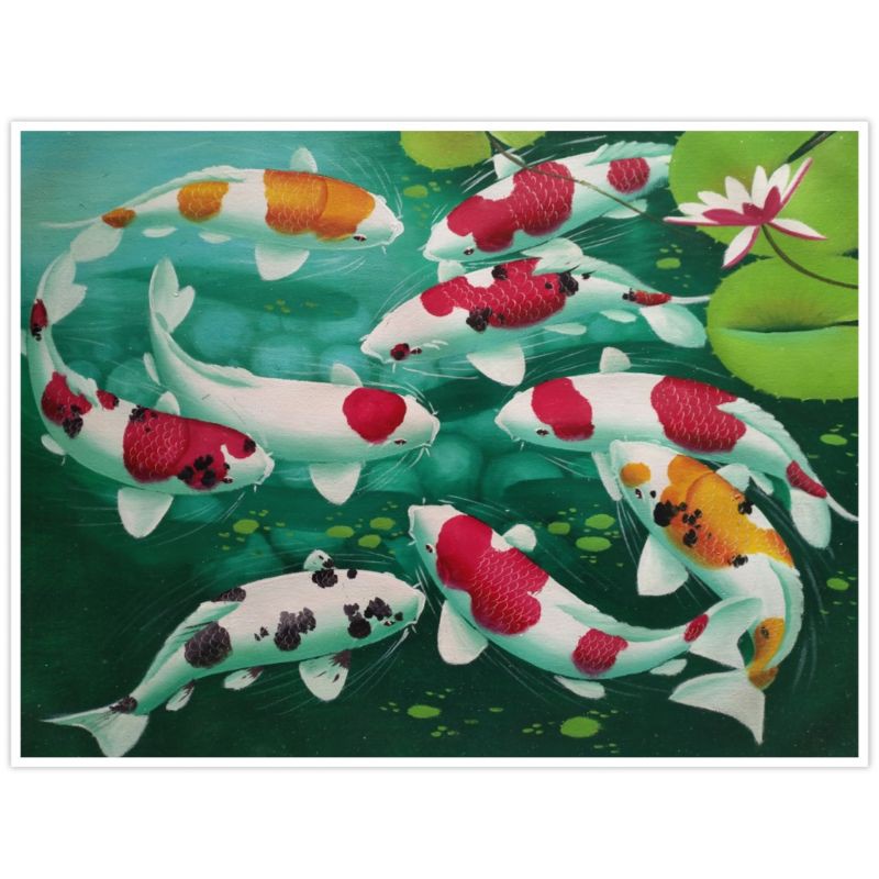 Lukisan Ikan Koi 60 X 80 Cm Shopee Indonesia