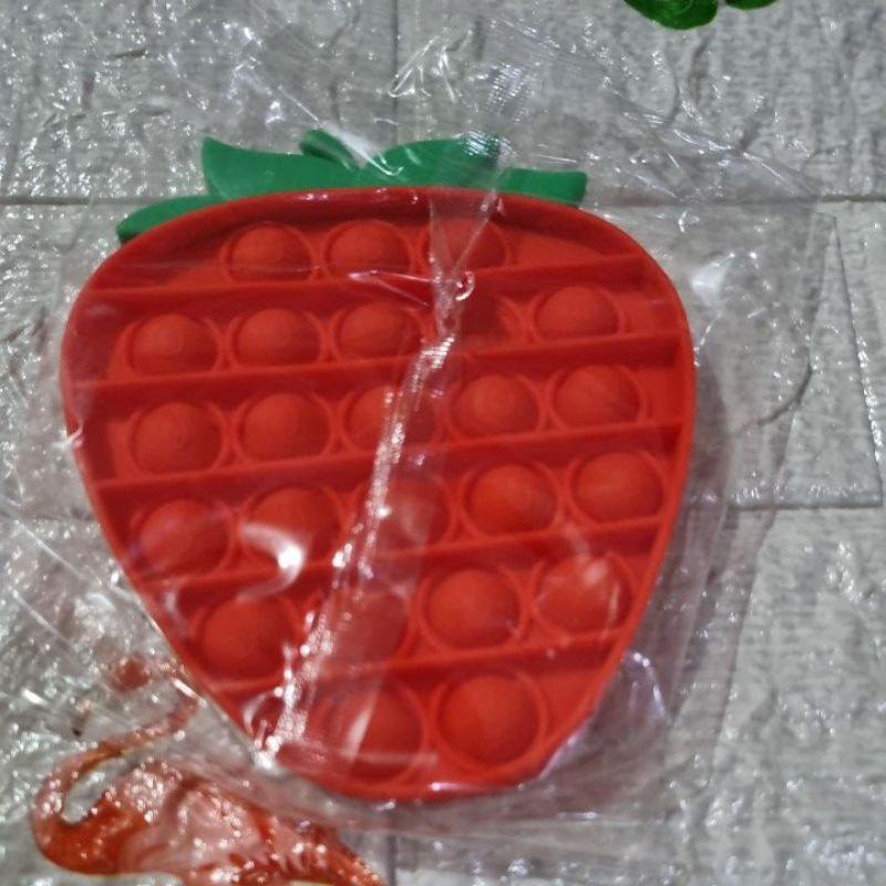 POP IT FIDGET TOY / POP IT PREMIUM ADA EMBOSSNYA / POP IT MURAH / POP IT FIDGET TOYS-Stroberi red