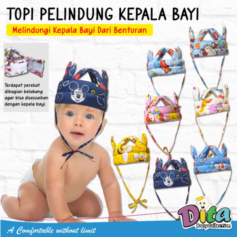 Topi Helm Bayi Bantal Pelindung Kepala Bayi aksen tanduk Head Neck Pillow Head