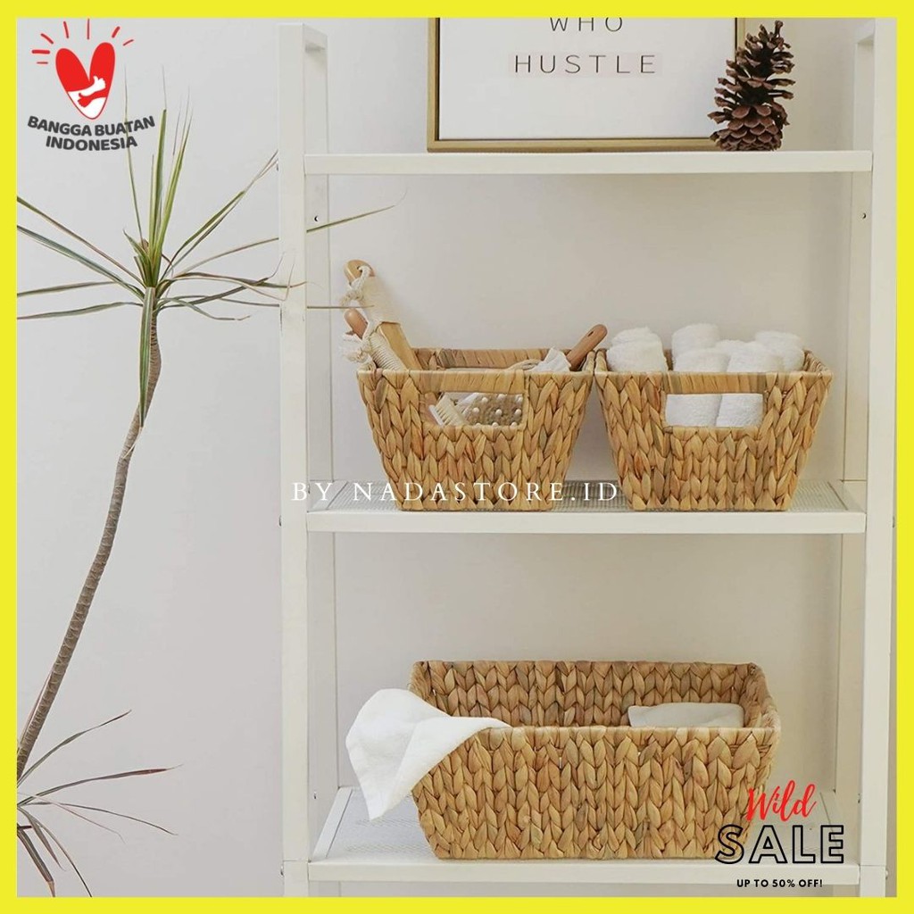 Keranjang anyaman enceng gondok Trapesium , Storage Basket Water Hyacinth , Tempat Buah BW-002