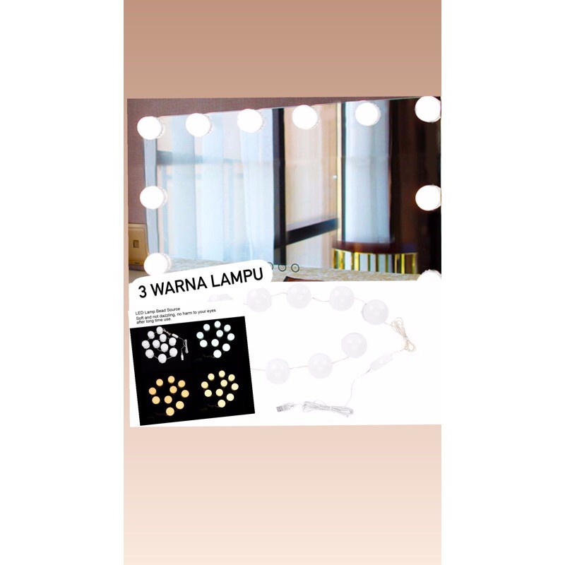 Lampu Hias LED Bola USB Make Up Mirror 10 LED 3000 - 6500K