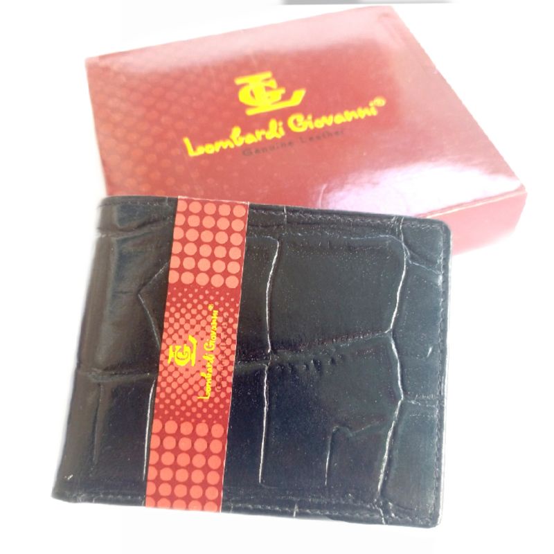 dompet lipat pria kulit asli lombardi giovanni motif croco