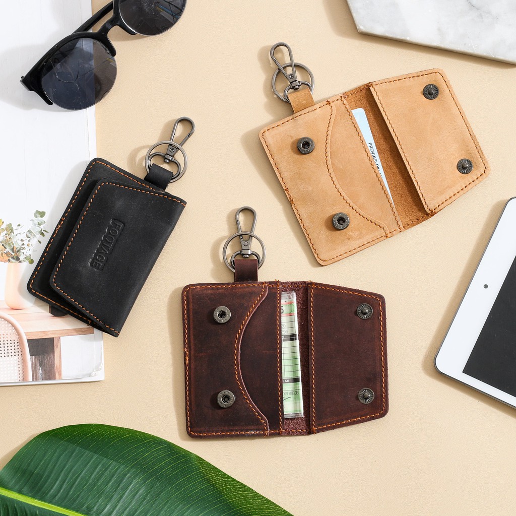 Dompet STNK Kulit E-TOLL SIM Mobil Motor Gantungan Kunci Leather Footage Keychain Vintage GK-03