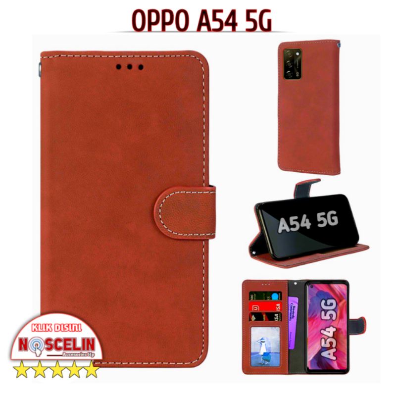 Flip Case Cover Wallet Oppo A54 5G 2021 New Leather Casing HP Sarung Dompet Kulit Premium [f01]