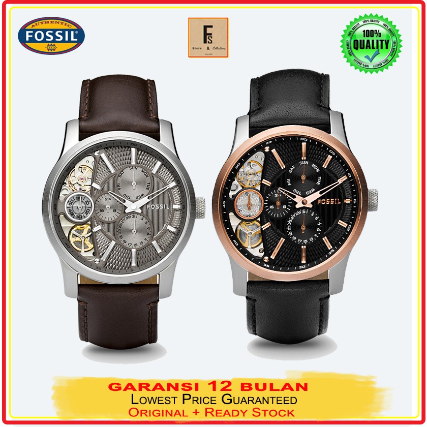 New Arrival Jam Tangan Fossil Pria Mechanical Quartz Twist Leather