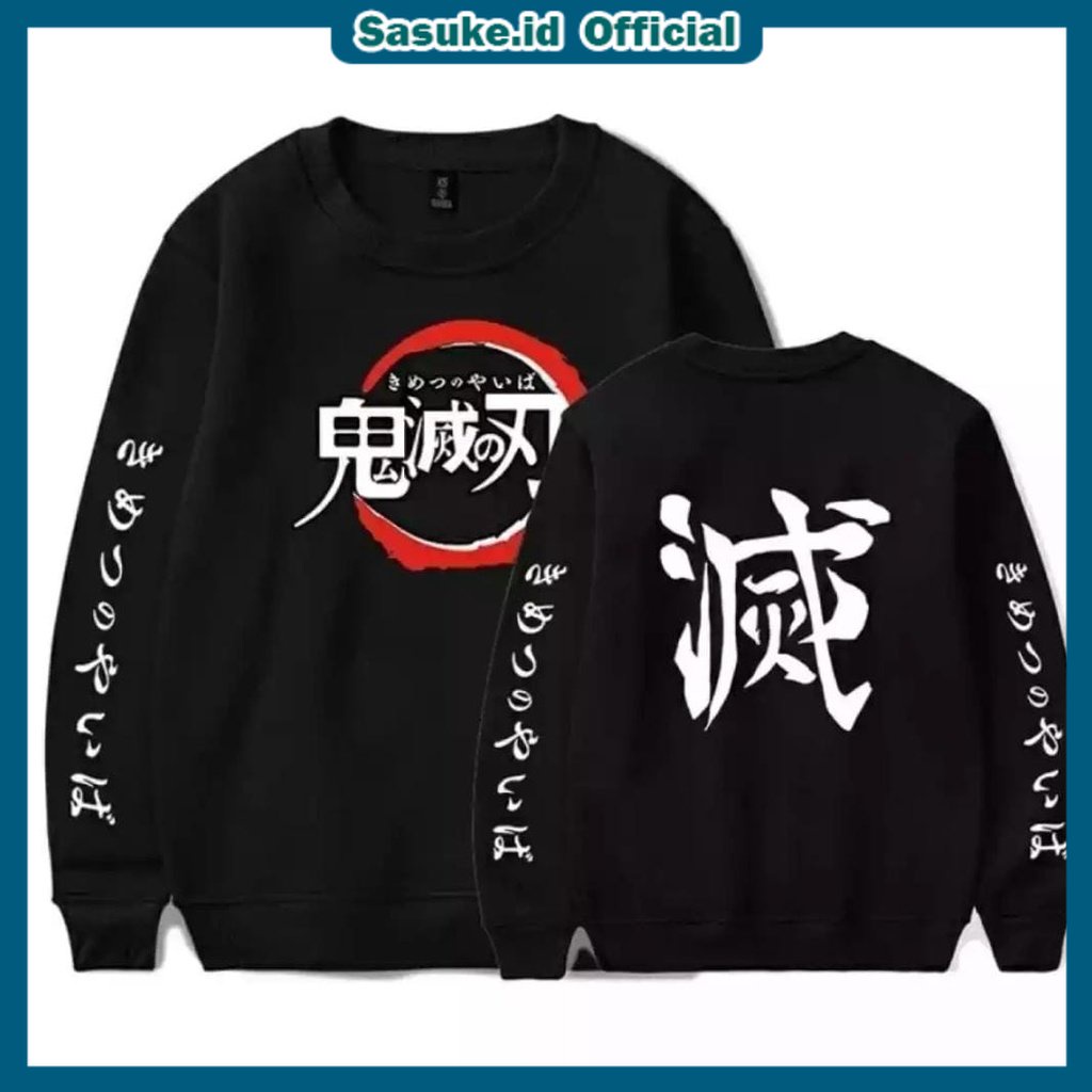 sasuke.id - Sweater Crewneck KIMETSU NO YAIBA Terbaru / Sweater Pria Wanita Motif Jepang