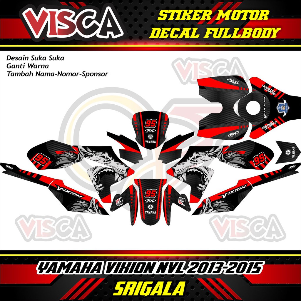 decal YAMAHA VIXION decal YAMAHA VIXION decal YAMAHA VIXION full body VIXION NVL SRIGALA MERAH