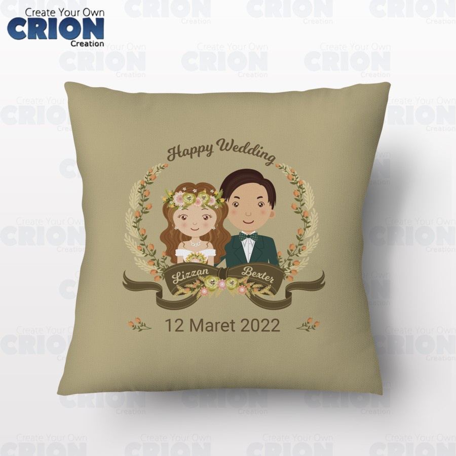 Bantal Happy Wedding - Hadiah/Kado/Souvenir Bisa Custom Nama